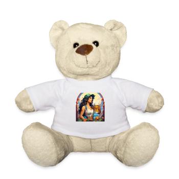 Frau Bier Lustige Illustration - Teddy - Weiß - Vorne