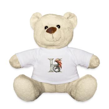 Letter "H" in dragon design. - Teddy Bear - white - Front