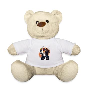 Cooler Beagle Hund mit Krawatte und Sonnenbrille - Teddy - Weiß - Vorne