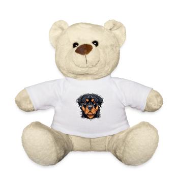 Rottweiler Rotti Black Rust Colored Large Dog - Teddy Bear - white - Front