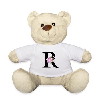Lettre r floral violet - Nounours - blanc - Devant