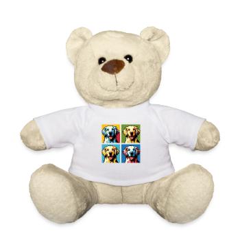 Pop Golden Retriever Dog Portrait - Pet Portrait - Teddy Bear - white - Front