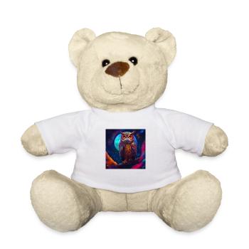 Bunte Eule in der Nacht - Teddy - Weiß - Vorne