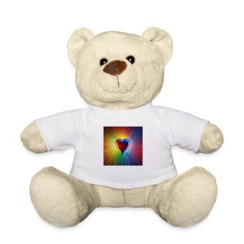 Cœur arc-en-ciel - Nounours - blanc - Devant
