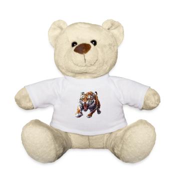 Fier tigre en mode attaque - Nounours - blanc - Devant