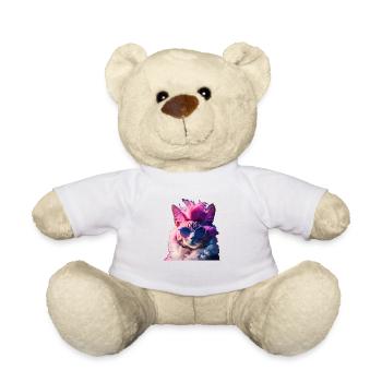 Colorful cat with mohawk gift idea - Teddy Bear - white - Front