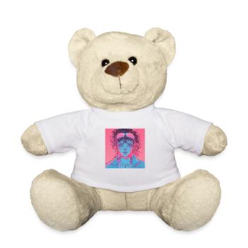 Impression de mode de haute qualité de fille anime des années 80 - Nounours - blanc - Devant