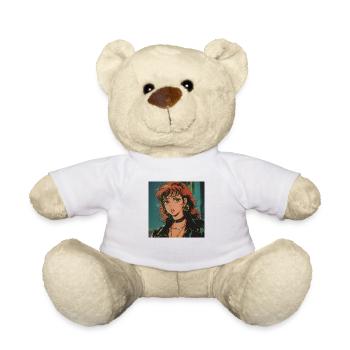 Impression de mode de haute qualité de fille anime des années 80 - Nounours - blanc - Devant