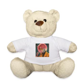 80er Jahre Anime Typ beruhigender hochwertiger Modedruck - Teddy - Weiß - Vorne