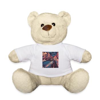 80er Jahre Anime Mädchen beruhigender hochwertiger Modedruck - Teddy - Weiß - Vorne
