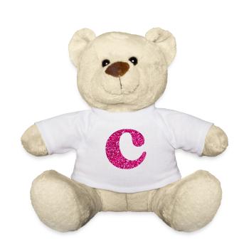 Buchstabe c rosa Glitzer - Teddy - Weiß - Vorne