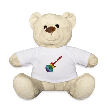 Rainbow Guitar Rock and Roll Design - Teddy Bear - white - Front