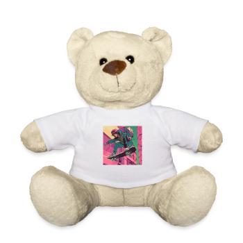 80er Jahre Anime Typ beruhigender hochwertiger Modedruck - Teddy - Weiß - Vorne