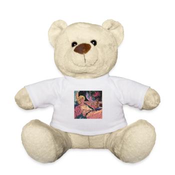 80er Jahre Anime Typ beruhigender hochwertiger Modedruck - Teddy - Weiß - Vorne