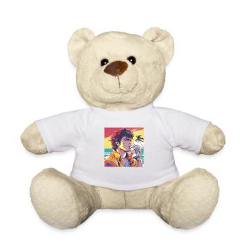 80er Jahre Anime Typ beruhigender hochwertiger Modedruck - Teddy - Weiß - Vorne