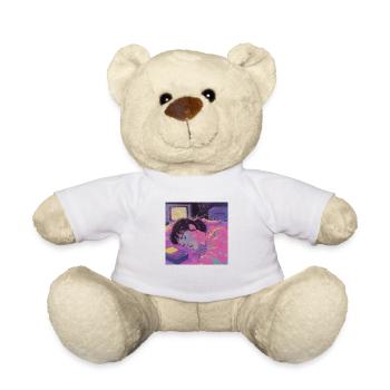 Impression de mode de haute qualité de fille anime des années 80 - Nounours - blanc - Devant