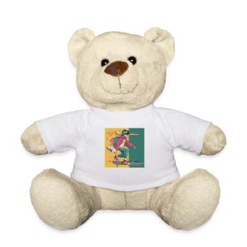 80er Jahre Anime Typ beruhigender hochwertiger Modedruck - Teddy - Weiß - Vorne