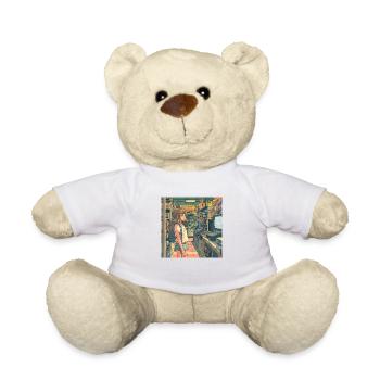 80er Jahre Anime Mädchen beruhigender hochwertiger Modedruck - Teddy - Weiß - Vorne