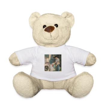 80er Jahre Anime Typ beruhigender hochwertiger Modedruck - Teddy - Weiß - Vorne