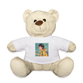 80er Jahre Anime Typ beruhigender hochwertiger Modedruck - Teddy - Weiß - Vorne