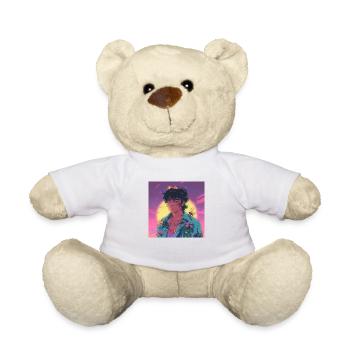 80er Jahre Anime Typ beruhigender hochwertiger Modedruck - Teddy - Weiß - Vorne