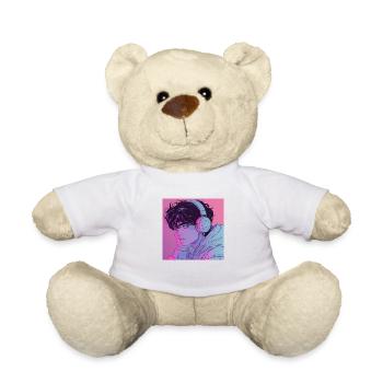 80er Jahre Anime Typ beruhigender hochwertiger Modedruck - Teddy - Weiß - Vorne