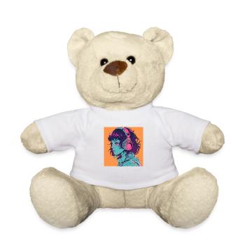 80er Jahre Anime Mädchen beruhigender hochwertiger Modedruck - Teddy - Weiß - Vorne