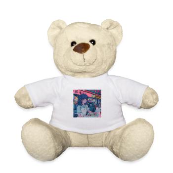 80er Jahre Anime Teen Beruhigender Hochwertiger Modedruck - Teddy - Weiß - Vorne