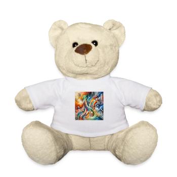 Lively River - Abstract Painting - Teddy Bear - white - Front