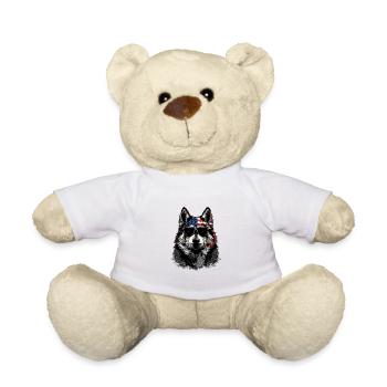 Husky sibérien avec lunettes de soleil américaines - Nounours - blanc - Devant