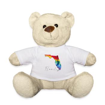 Drapeau LGBTQ sur la carte de l’État de Floride FL - Nounours - blanc - Devant