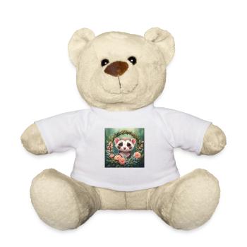Niedliche Kawaii Baby Frettchen Blumen - Teddy - Weiß - Vorne