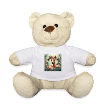 Cute Kawaii Baby Horse Floral - Teddy Bear - white - Front