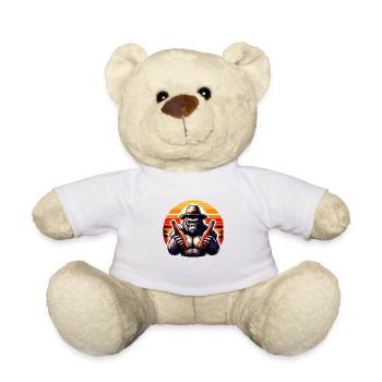 Chimpanzee holding two beers - Teddy Bear - white - Front
