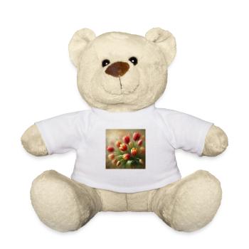 Aesthetic Tulips Flowers - Teddy Bear - white - Front