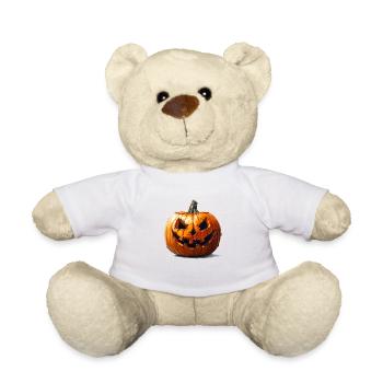 Carved pumpkin grimaces is a Halloween decoration - Teddy Bear - white - Front