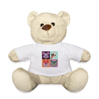 Pop Art Swan Mouse Squirrel Owl Smile - Teddy Bear - white - Front