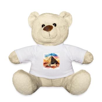 Vintage Pyramid with Camels – Colourful Ink art - Teddy Bear - white - Front