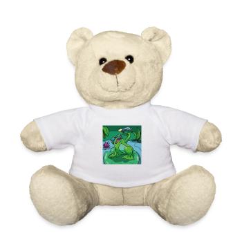 T-shirt motif for children & babies: frog & dragonfly - Teddy Bear - white - Front