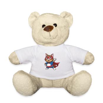 Katze im Superhelden-Umhang - Teddy - Weiß - Vorne