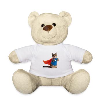 Katze im Superhelden-Umhang - Teddy - Weiß - Vorne