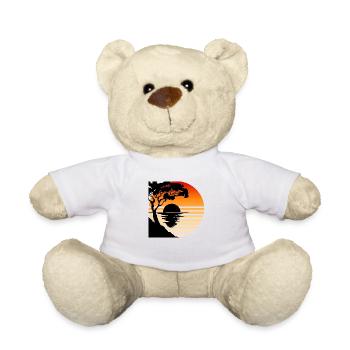 Minimalist Sunset Silhouette – Tranquil Nature Art - Teddy Bear - white - Front