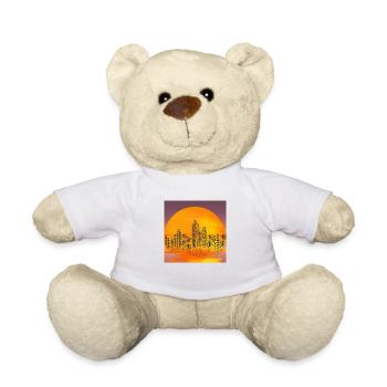 Cityscape at Sunset – Urban Silhouette Art - Teddy Bear - white - Front