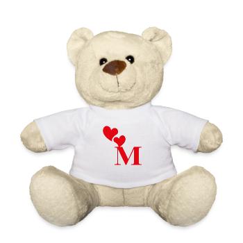 Buchstabe m rotes Herz - Teddy - Weiß - Vorne