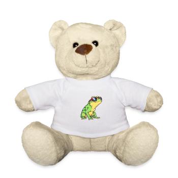 Skurriler Frosch mit roter und blauer Sonnenbrille, Casual - Teddy - Weiß - Vorne