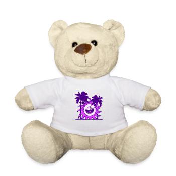 Drôle Soleil Rires Heureux Amusant Visage Palmiers - Nounours - blanc - Devant