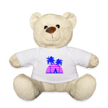tente palmiers loisirs plage vacances camping-car en plein air - Nounours - blanc - Devant