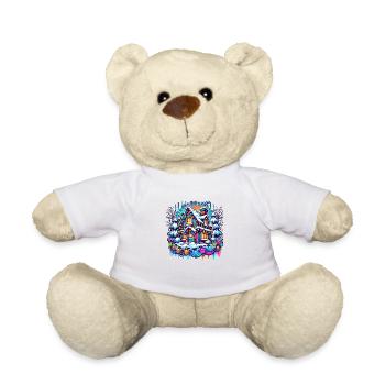 Winter Weihnachtshaus im Schnee - Teddy - Weiß - Vorne