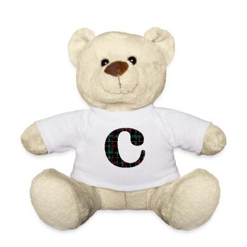 Monogramme c tartan écossais - Nounours - blanc - Devant
