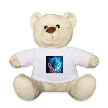Glowing Tiger – Mystical Art in Blue - Teddy Bear - white - Front
